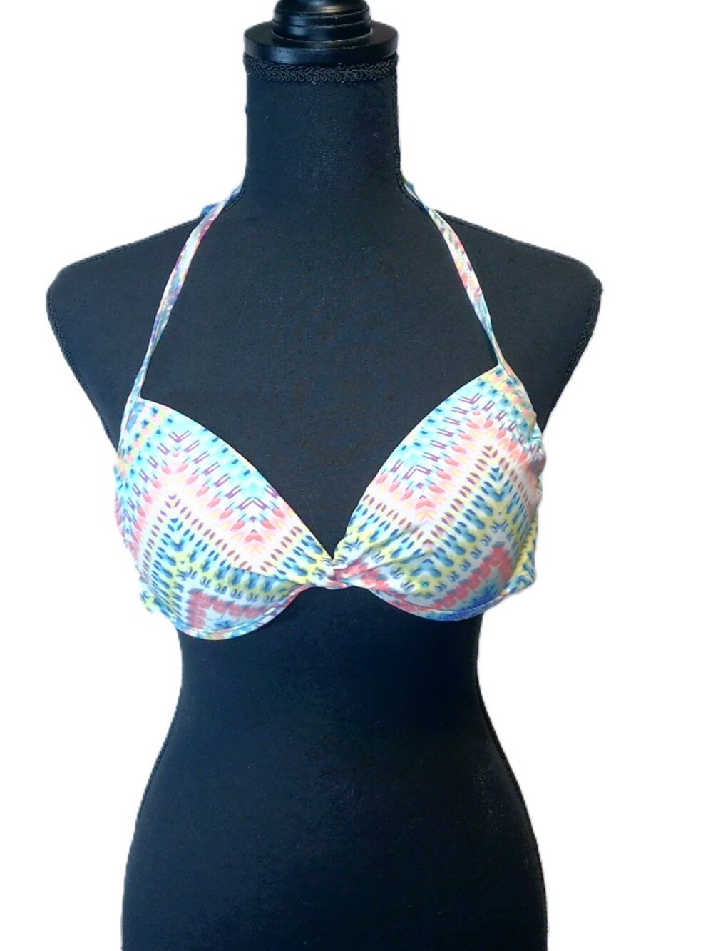 Xhilaration Multi-Color Geometric Ikat Halter Bikini Top Size M